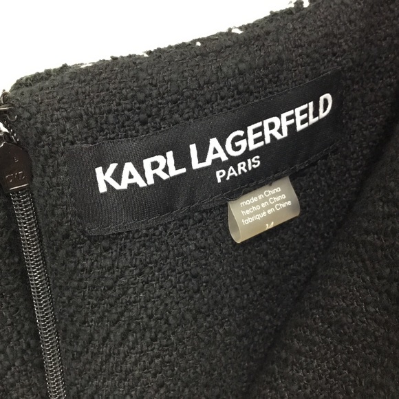 HP๐ Karl Lagerfeld Black Sheath Tweed Dress 14 - Picture 7 of 10